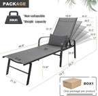 Outdoor Chaise Lounge Chair Adjustable Pool Lounge Chairs with Lumbar Pillow Outside Tanning Chairs for Beach Deck Backyard Lawn (Grey, 2 pcs)