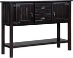 Knocbel Farmhouse 48 Inches Long Console Table for Entryway, Entry Hallway Foyer Wooden Cabinet Buffet Sideboard with 2 Storage Drawers, 2 Doors and Lower Shelf (Espresso)