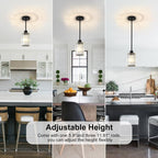 Crystal Pendant Lights Kitchen Island, 3 Pack Black Kitchen Pendant Lighting Over Island, 1-Light Mini Modern Hanging Lights for Kitchen Island, Dining Room, Hallway, Foyer, Entryways