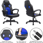 Office Gaming Chair High Back Leather Computer Chairs Ergonomic Height Adjustable Racing Game Desk Chair Executive Conference Task Chair (Blue)