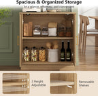 Buffet Cabinet with Storage, 2 Door Sideboard Credenza with Arch Design and Adjustable Shelves, 31.5" Modern Coffee Bar Accent Cabinets for Kitchen, Living Room, Entryway, Natural
