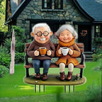 1-Pack Flat Acrylic Romantic Couple Bench - Weather-Resistant Outdoor Art | Perfect for Lawn, Flower Pots, Terraces (Valentine’s Day/Wedding Decor)