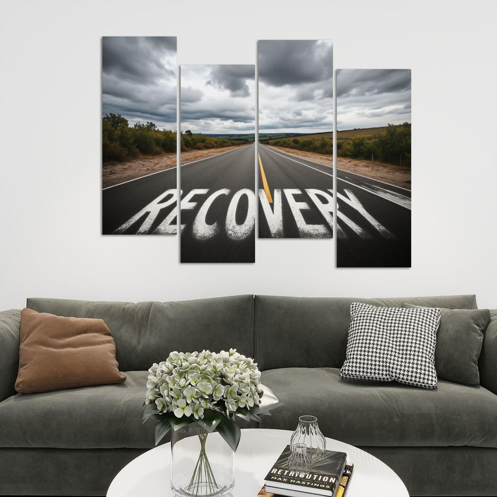 4 Pcs Canvas Wall Art Recovery sign Photo Prints Realism Stretched and Framed Artworks Modern Wall Decor for Living Room Bedroom Office