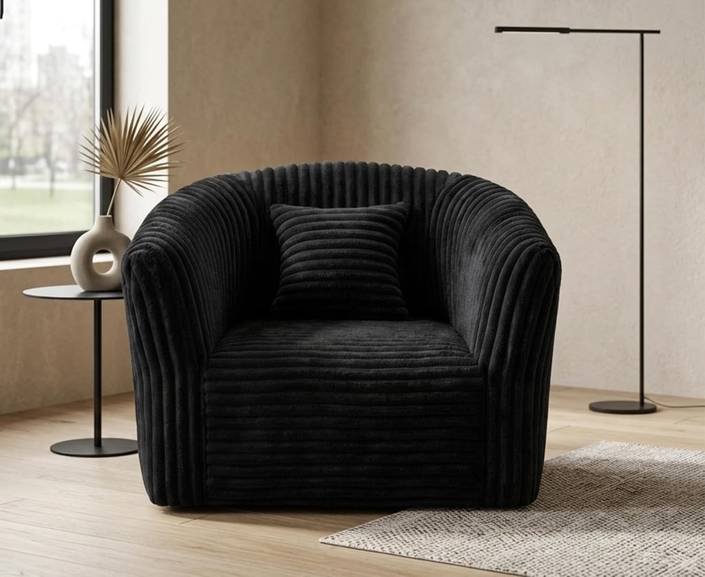 Claiks Boneless Chair Comfy Cloud Couch Corduroy Single Sofa Oversized Accent Chair for Adults Couches for Living Room Bedroom Apartment Small Spaces, Black