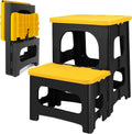 2 Step Folding Stool 250 lb Capacity Non Slip Foldable Step Stool 8 and 17 Inch Heavy Duty Portable Foot Stool for Kitchen Bathroom RV Yellow