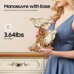 Tabletop Wine Rack Golden Luxury Cameo Flower Diamond Wine Glass Display Holder, Holds 1 Wine Bottle and 3 Wine Glasses Wine Decor for Kitchen Bar Gifts