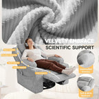 EROMMY Power Oversized Swivel Rocker Recliner with Massage and Heat, Nursery Rocking Chairs for Living Room, Comfy Glider Chair with Cup Holders, Armrest Storage,USB&Type-C Ports,Grey