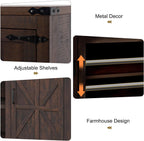XVD 75" Farmhouse Coffee Bar Cabinet with Charging Station, Sideboard Buffet Cabinet with Large Storage, Wood Buffet Storage Cabinets with Adjustable Shelves for Kitchen, Living Room, Brown