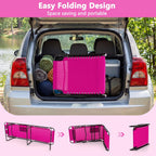 Giantex Patio Lounge Chairs for Outside - Folding Tanning Chair w/Headrest, 4 Adjustable Positions, Side Pocket, Outdoor Chaise Lounge for Camping, Pool, Sunbathing Beach Chair, Pink