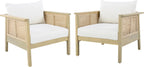 Christopher Knight Home Teras Acacia Wood Lounge Chair Outdoor Set of 2 with Removable Cushion, Solid Wood Patio Accent Chair with PE Wicker Accents, Patio Furniture Set Sofa Chair, Light Teak+Cream