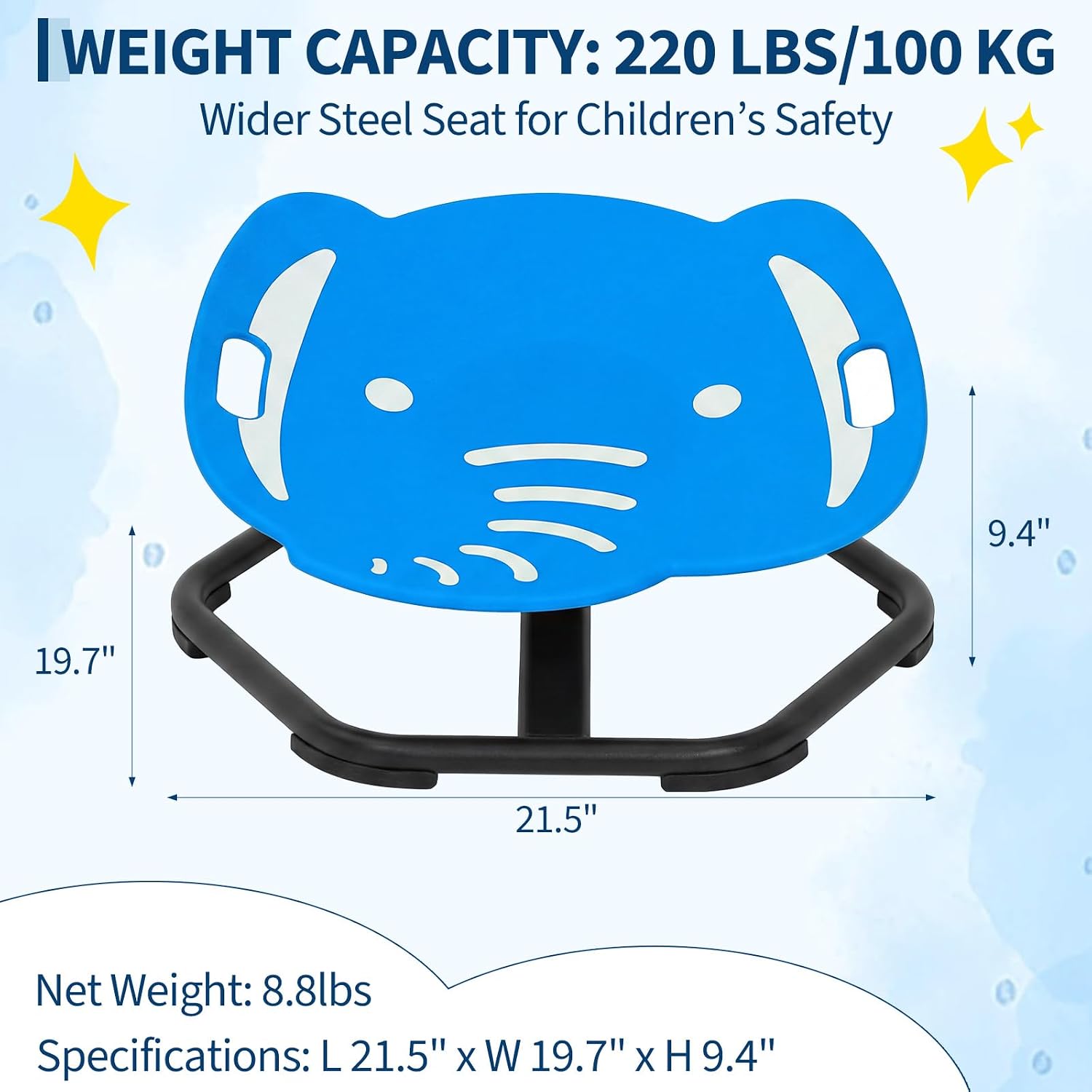 Garvee Spinning Chair for Autistic Kids, Multifunctional Sensory Chair, Glow-in-the-Dark Elephant Swivel Seat, Balance Training Sit and Spin Toy for ADHD, Ideal Gift for Autistic Boys, Ages 3+
