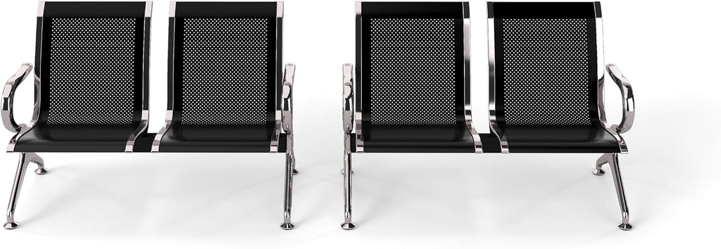 KINTNESS Airport Waiting Chair Reception Bench - Set of 2 Visitor Guest Sofa for for Salon Airport Bank Hospital Market, 2-Seat, Black