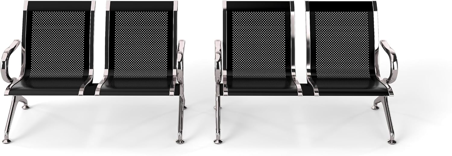 KINTNESS Airport Waiting Chair Reception Bench - Set of 2 Visitor Guest Sofa for for Salon Airport Bank Hospital Market, 2-Seat, Black