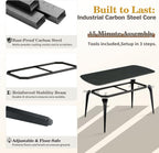 Modern Rectangular Dining Table,63”Sintered Stone Dining Table for 4-6, Black Stone Top with Carbon Steel Frame for Small Space,Kitchen Office,Apartment,Cafe