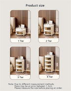 Movable Drawer Style Storage Cabinet Multifunctional Round Bedside Table with Drawers Free Standing End Table Household Side Table for Living Room Creative idea(White,1 Tier)