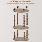 3-Tier Oval Side Table with Solid Wood Legs, Small End Table with Storage Shelves for Living Room Bedroom, Modern Night Stand Accent Table for Small Spaces, Easy Assembly