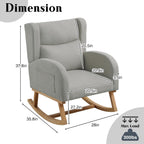 Nursery Rocking Chairs, Upholstered Rocking Chairs Glider Rocker for Living Room,Bedroom, Comfy Linen Glider Rocker Nursing Chair Wingback with Side Pocket for Nursing Adult Light Grey