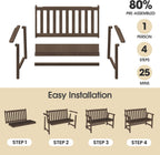Ciokea 48" Outdoor Bench, HDPE Weatherproof Porch Bench, 2-Person Garden Benches with 550 Lbs, Waterproof Patio Benches for Outside Balcony Deck Backyard, Brown