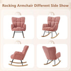 Setawix Upholstered Rocking Chair with Arms for Nursery,Tufted Rocker Glider Chairs,Teddy Fabric Rocking Armchair,Mid Century Modern Accent Chairs for Living Room,Bedroom (Teddy Pink, 27.2")