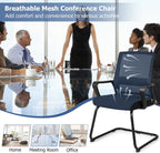 GOFLAME Office Guest Chair, Conference Chair with Lumbar Support & Metal Sled Base, Upholstered Ergonomic Mid-Back Mesh Chair, Executive Chair for Reception Conference Room, Waiting Room, 2 Pack