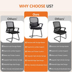 Sweetcrispy Reception Guest Chair Set of 1, Stationary Non Rolling Mesh Mid Back Computer Office Desk with Lumbar Support for Home Waiting Area Conference Room Bedroom