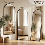 57"x18" Floor Mirror Full Length, Arched Full Length Mirror with Stand, Full Body Mirrors for Bedroom Living Room or Cloakroom Black