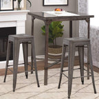 Metal Bar Stool Set of 4 Counter Height Barstool 30 Inches Industrial Bar Chairs Patio Stool Stackable Backless Kitchen Stool Indoor Outdoor Metal Bar Stool Kitchen Stools Restaurant Bar Chairs，Bronze