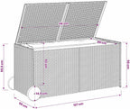 Garden Storage Box with Wheels 74.8 Gal Black Poly Rattan Resin Wicker Outdoor Patio Cushion Container Chest Weather Resistant for Backyard Deck