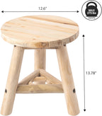 JONATHAN Y Finesse Handcrafted Solid Teak Wood Accent Stool, 14" Rustic Round Backless Step Stool for Living Room, Natural Bleach Finish Side Table, Holds up to 275 lbs STL3008A