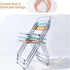 Acrylic Folding Chair, Transparent Folding Chair, Portable Metal Frame Foldable Chair for Home, Office, and Events-Gray