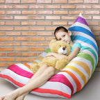 Sotiff Stuffed Animal Storage Bean Bag Chair Cover for Kids Extra Large Stuffed Canvas Bean Bag Cover for Organizing Children Plush Toys Holder Kids' Room, No Filling, 50 x 35 x 35 Inch(Rainbow Style)