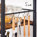 HOOBRO Kitchen Island with Wine Rack, Industrial Island Counter with Hooks and Protective Rails, 3 Tier Kitchen Shelf with Large Workstation, Easy Assembly, Rustic Brown BF02ZD01