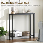 YATINEY Narrow Console Table, 2-Tier Small Sofa Table, 29.5" Thin Entryway Behind Couch Table with Shelves, Industrial Hallway Table, for Living Room, Foyer, Black CT03BB