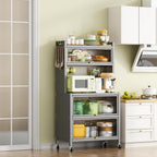 65'' Kitchen Pantry Storage Cabinet with Microwave Oven Countertop, 3 Doors, 4 Layers, Versatile Storage for Kitchen, Living Room, Dining Room