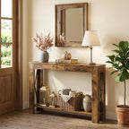 YATINEY Farmhouse Console Table, 39.4'' Small Narrow Entryway Table, Wood Couch Table Behind Sofa with Storage Shelf, Slim Farmhouse Hallway Table for Living Room, Hallway, Foyer, Rustic Brown CT34RR