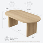 GarveeHome Oval Dining Table for 6-8 People, Long Large Kitchen Table with Thick Sturdy Wooden Base, Farmhouse Dining Room Table for for Kitchen, Living Room, Office (63" Long,Natural)
