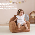 Toddler Chair,Sherpa Bear Toddler Couch Fold Out,Children Reading Chair,Flip Out Kids Couch,Kids Sofa Convertible for Gift (Brown Bear)
