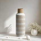 Rustic Ceramic Vase for Living Room Bedroom 11.02'' Farmhouse White Flower Vases for Bouquet Fake Plant Home Decor Office Table Shelf Fireplace Centerpieces Retro Vintage Classic Modern