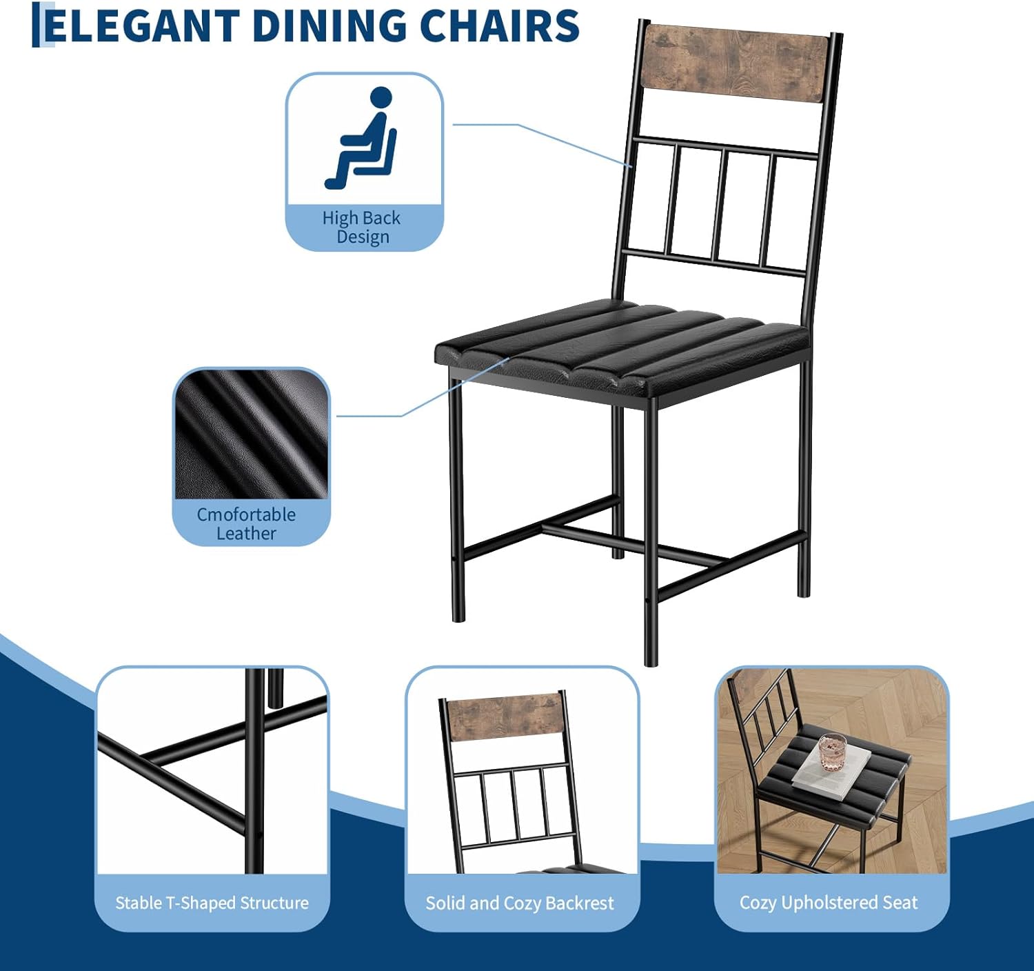Garvee 4-Piece Modern Dining Table Set, Kitchen Table with Upholstered Chairs and Bench, Kitchen Table Set for Small Space, Apartment, Home, Studio