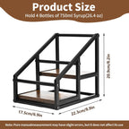 YQBRAO Coffee Syrup Rack Organizer,Liquor Bottle Display Shelf,2-Tier 4 Bottle Stand for Coffee Bar, Kitchen Station, Liquor, Wine, Dressing,Rustic Brown