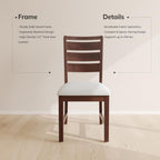 COLAMY Wooden Dining Chairs Set of 2, Farmhouse Upholstered Dining Room Chairs with 3.5" Thick Cushion, FSC Solid Wood Ladder Back Kitchen Chairs for Home and Restaurant, Easy Clean,Brown