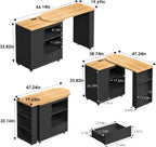 66'' Rolling Kitchen Island with 360° Swivel Tabletop Mobile Kitchen Island with Power Outlet Rotating Kitchen Islands with Storage Cabinets Wood Kitchen Island Table for Kitchen, Bar, Dining Room