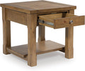 Signature Design by Ashley Vandenmore Casual 1-Drawer End Table with Bottom Shelf, Light Brown
