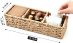 3-Compartment Braided Tea Bag Organizer For Countertop Or Drawer | drawer organizer, small tea coffee pod holder, country style, paper rope, basket, woven, storage bin