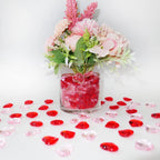 HADDIY Valentines Day Heart Gems Decorations,152 Pcs Red Pink Plastic 3D Heart Shaped Rocks for Wedding Vase Filler,Bowl Filler,Table Scatter,Crafts and Tic Tac Toe