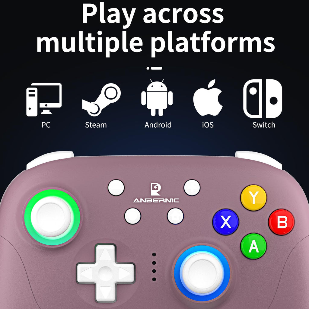 RG P01 Wireless Gaming Controller Compatible with Switch Game Controllers RG P01 2.5G Controller Gamepad for Bluetooth/PC/Steam/iOS/Android/Switch Hall Effect RGB Lights [android,ios,nintendo_switch,windows]
