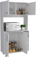 Kitchen Pantry Cabinet, 3 Shelves, Open Rack Storage, 37 Inch Countertop