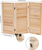 3 Panel Room Divider Short,Short Folding Privacy Screen,Freestanding Privacy Wooden Short Screen,35.4" W x 31.9" H Shutter Style Decorative Divider for Office,Bedroom,Home