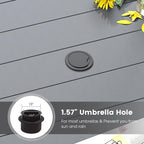 DIFY 48" Round Patio Dining Table for 6, All Weather Round Outdoor Metal Dining Table with 1.57" Umbrella Hole, Perfect for Backyard Lawn Garden, Grey