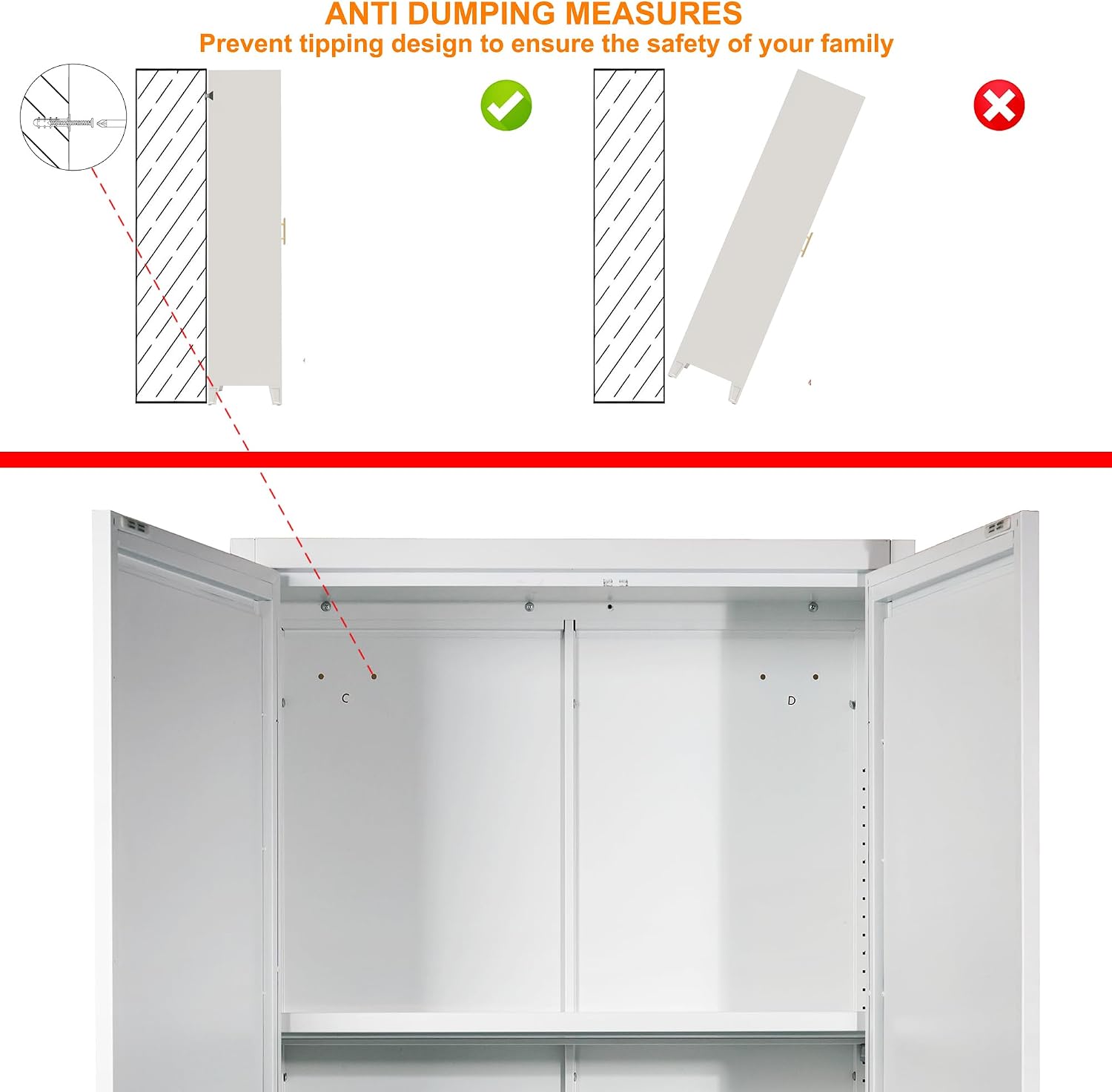 RYH Metal Pantry Cabinet with Doors & 3/4 Shelves, Kitchen Storage Cabinet, Large White Utility Cupboard for Kitchen, Dining Room, Office, Living Room (Black, 70.87" H×31.5" W×15.7" D)